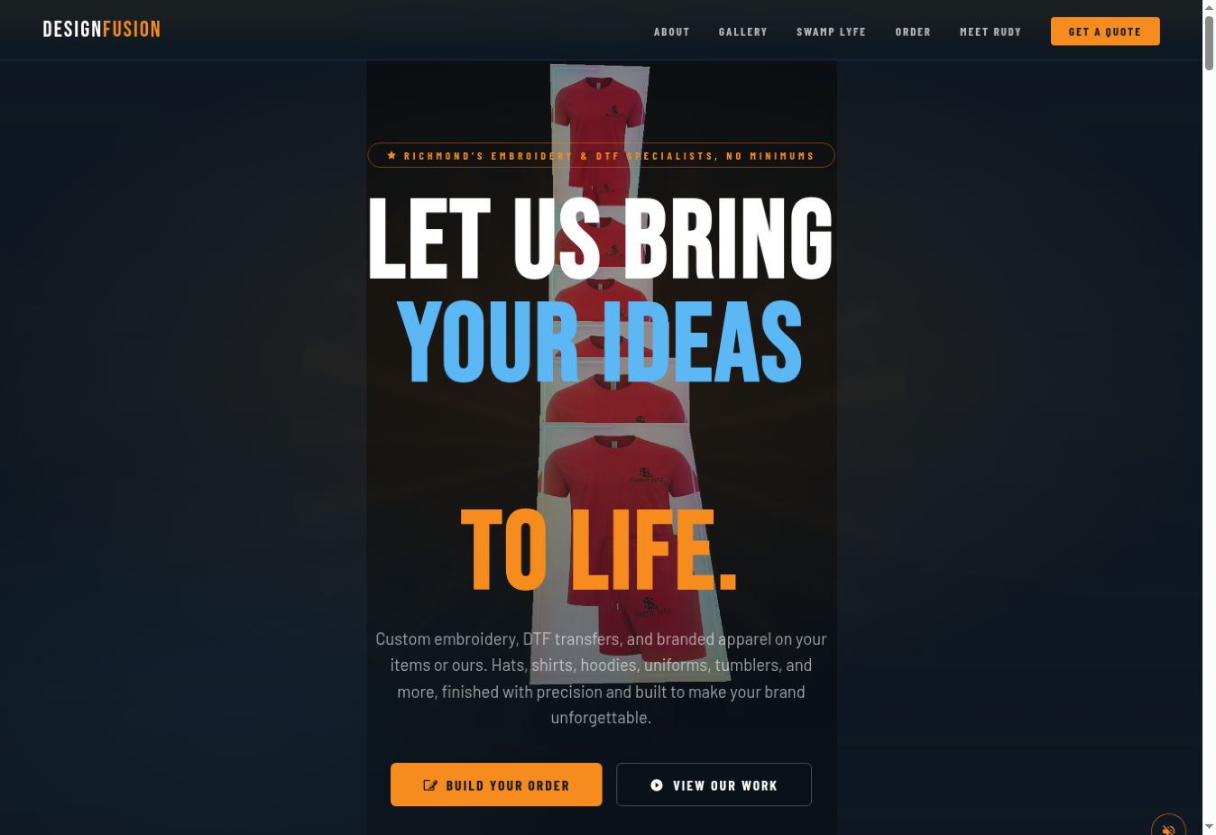 Desktop homepage of Design Fusion